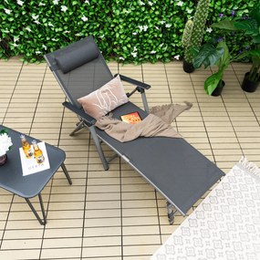 Costway Lettino a sdraio in alluminio pieghevole per esterni, Sdraio reclinabile per patio con 8 posizioni regolabili