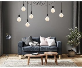 Lampadario a sospensione con filo MIROS 7xE27/60W/230V ragno nero