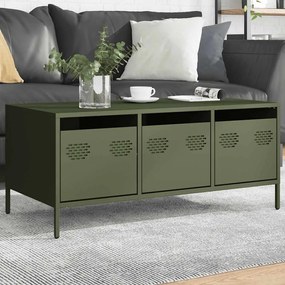 Tavolino Verde Oliva 101,5x50x43,5 Cm Acciaio Laminato A Freddo /