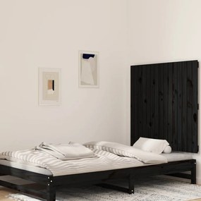 Testiera da parete nera 95,5x3x90 cm in legno massello di pino