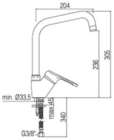 Miscelatore lavello canna tubo Paffoni serie Nettuno NT 180 CR