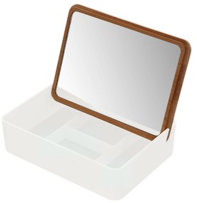 Organizer Porta Cosmetici Quadrato Con Coperchio e Specchio Feridras "Smack" Bianco