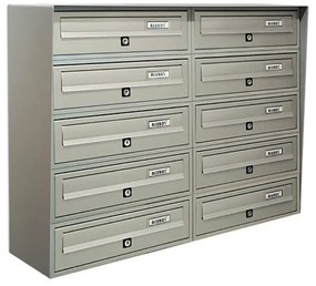Casellario postale condominiale ALUBOX  Slim 10 posti formato rivista in alluminio argento satinato L 77.5 x P 30 x H 63 cm