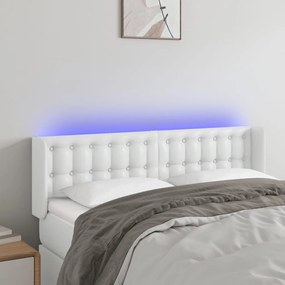 Testiera A Led Bianca 147x16x78/88 Cm İn Similpelle /