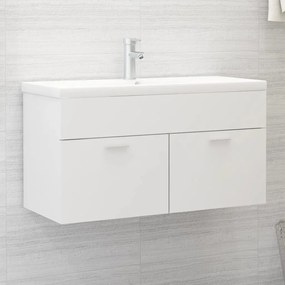 Mobile Da Bagno Con Lavabo Integrato Bianco İn Truciolato /