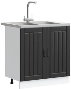 Armadio da cucina  &quot;&quot;lucca&quot;&quot; con doppio lavandino in legno ingenerizzato nero