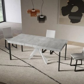 Consolle allungabile Libo Premium Small - Cemento gambe bianche 90x40/196 cm