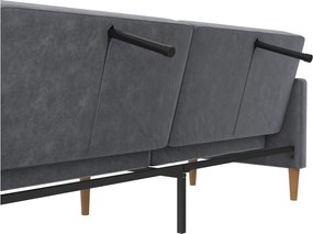 Divano grigio allungabile con rivestimento in velluto 207 cm Lilly – Støraa