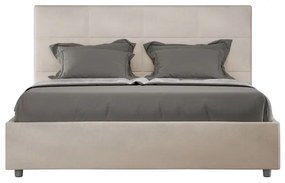 Letto matrimoniale e rete 160x190 in microfibra sabbia Mika