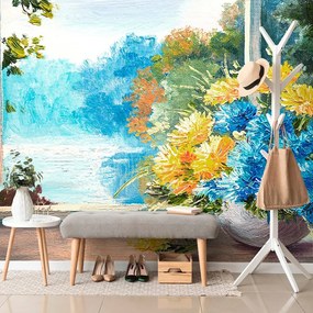 Carta da parati – Bouquet primaverile alla finestra