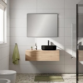 Mobile da bagno sospeso Step con top L 100.3 x H 30 x P 46 cm rovere oak liscio, 1 cassetto