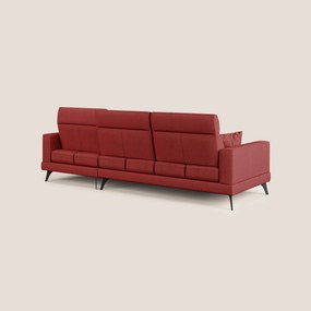 Slide Divano angolare con schienali traslanti e poggiatesta regolabili in tessuto smacchiabile T05 rosso