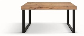 Tavolo CINQUALE in legno, finitura rovere rustico con gambe in metallo antracite, allungabile 160×90 cm – 240×90 cm