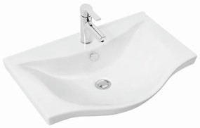 Kamalu - Mobile bagno a terra o sospeso 65 cm bicolore bianco e legno chiaro | LAC-ESTIA-65