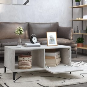 Tavolino da salotto grigio cemento 90x50x40cm legno multistrato