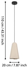 Eglo 390363 - Lampadario a sospensione con filo TOLLERIC 1xE27/40W/230V beige