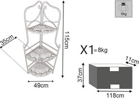 ELOÏSE - scaffale 3 piani angolare stile provenzale in ferro verniciato