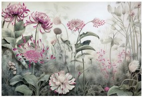 Carta da parati – Fiori avvolti dalla natura con contrasto rosa