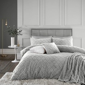 Set copripiumino e federa grigio in micropile per letto singolo 135x200 cm Cosy Diamond – Catherine Lansfield