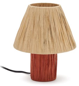 Kave Home - Lampada da tavolo Pulmi di rafia naturale e terracotta