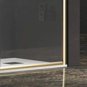 Kamalu - Box doccia angolare 90x100 oro spazzolato scorrevole | KE-4000G
