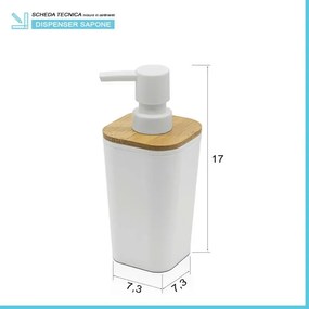 Set accessori bagno moderno in finitura bianca opaca con dettagli in bambù