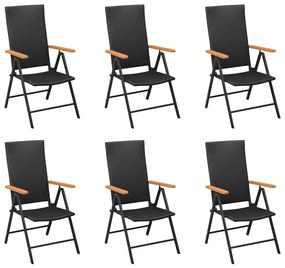 Set da pranzo da giardino 7 pz nero e marrone