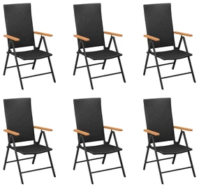 Set da pranzo da giardino 7 pz nero e marrone