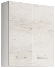 Pensile doppio sospeso Quercia Bianco con maniglie cromate 60x22xh71 cm