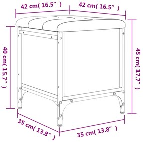 Panca Portaoggetti Rovere Sonoma 42x42x45 cm Legno Multistrato