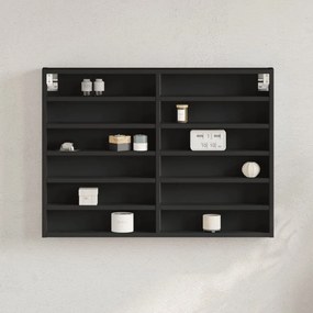 Armadietto Con Vetrina Nero 80x8,5x58 Cm İn Legno Multistrato /