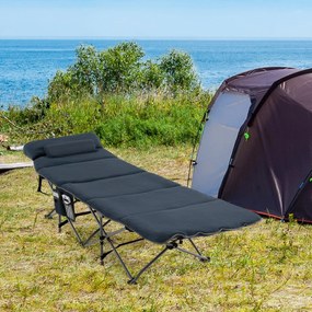 Costway Lettino da campeggio pieghevole da viaggio, Lettino con borsa da trasporto materasso e cuscino rimovibile Blu
