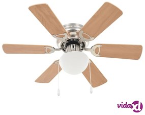 vidaXL Ventilatore da Soffitto Decorato con Luce 82 cm Marrone Chiaro