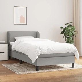 Giroletto A Molle Con Materasso Grigio Chiaro 80x200 Cm Tessuto /