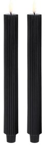 Candela a Cono LED Grooved 2-pack 3,2x25,5 cm Plain Nero/Smooth - Uyuni Lighting