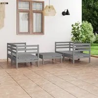 Set Divani da Giardino 5 pz Grigio in Legno Massello di Pino cod mxl 37007