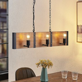 Lampada a sospensione Kamilja Lindby, dimmerabile, Legno chiaro, Soggiorno / Sala da pranzo, Legno, Campagna / Rustiche, Lampada a sospensione