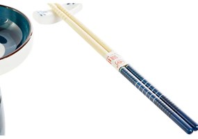 Set per Sushi DKD Home Decor S3025747 Porcellana Azzurro Bianco Bambù (11 x 11 x 6,5 cm) (2 x 2 x 23 cm) (34 x 29.5 x 7.3 cm) (3