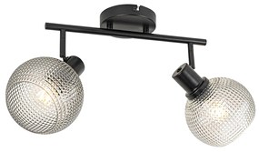 Faretto di design nero con vetro fumé 2 luci - Chico