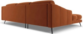 Divano angolare arancione (con penisola a sinistra) con rivestimento in velluto Nalu – Makamii