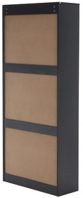 Scarpiera Salvaspazio da Ingresso 4 Ante Moderna Slim in Legno Melaminico - Nero 63x24x155 cm