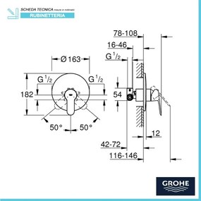 Miscelatore doccia con corpo a incasso Grohe Bauedge in ottone cromo