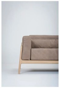 Divano in pelle di bufalo marrone chiaro con struttura in rovere massiccio , 240 cm Fawn - Gazzda