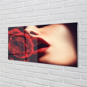 Quadro acrilico Labbra da donna rosa 100x50 cm