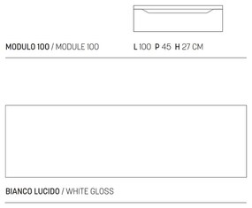 Cassetto da bagno sospeso 100 cm Bianco Lucido - GIGLIO