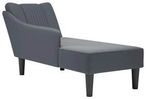 Sdraio Con Bracciolo Destro İn Velluto Grigio Scuro /