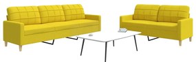 Set Di Divani 2 Pz Giallo Chiaro İn Tessuto /