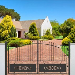 Cancello manuale battente Lavaredo in ferro, apertura centrale, L 358.5, H 165-195 cm, di colore nero