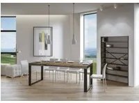 Tavolo da Pranzo Tecno Allungabile 90x180 Allungato 440 in Nobilitato e Ferro Colore: Noce