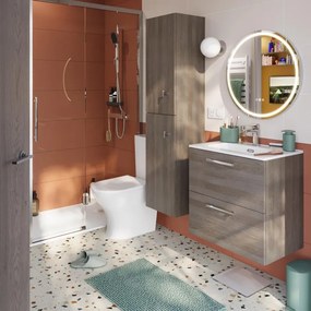 Mobile bagno sospeso con lavabo L 60 x H 57,7 x P 40 cm rovere grigio truciolare 2 cassetti | Remix